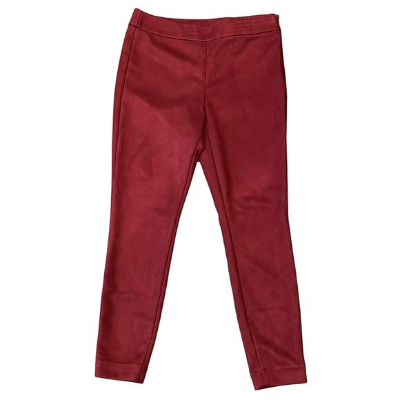 LOFT Women's Faux Suede Ankle Skinny Leg Pants Wine Size 10 - Picture 1 of 8